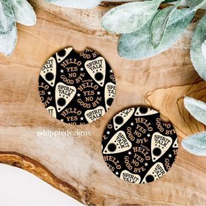 Ouija Board Spirit Talk Car Coaster Set  | Witchy Car Accessories
